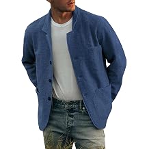 DGKaxiyaHM Men's Solid Colour Casual Shirt Jacket Lightweight Linen Sport Coat Button Down Overshirt Coat With Pockets 3X-Large,Haze Blue 1