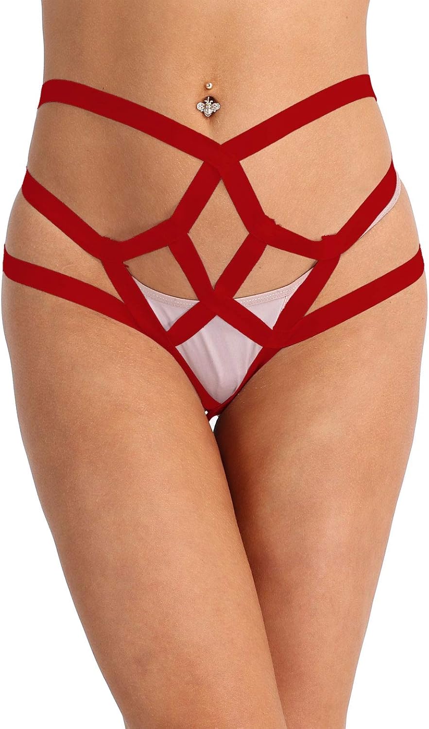 Freebily Women Lingerie Strappy Tanga Panties Thong Underwear Width Cage Briefs: Clothing