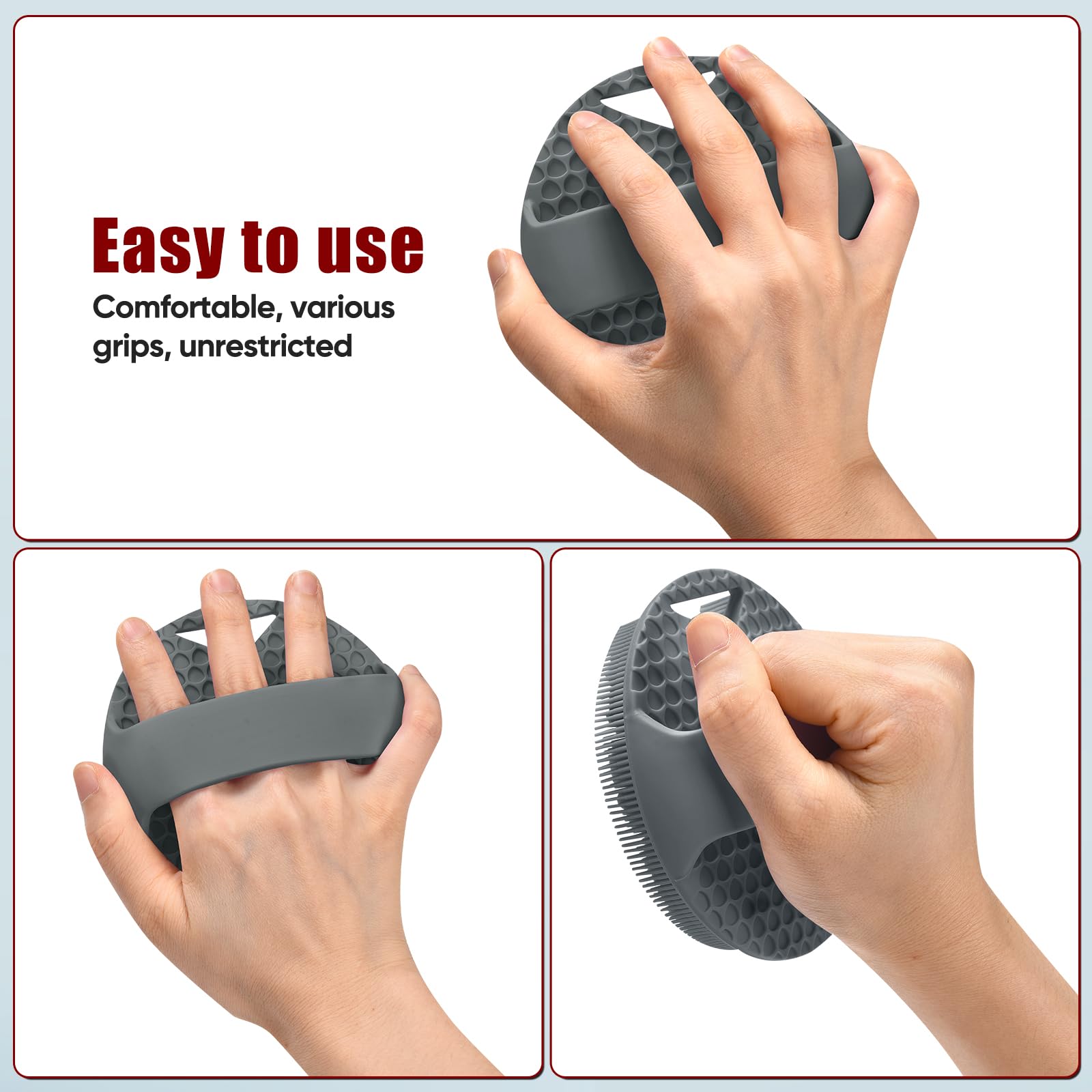 XCRUCC Silicone Body Scrubber (Stiff Bristles) & Anti Zinc Infused for Lymphatic Drainage - Exfoliating Shower Scrubber for Body,Professional Use -: Dark Gray