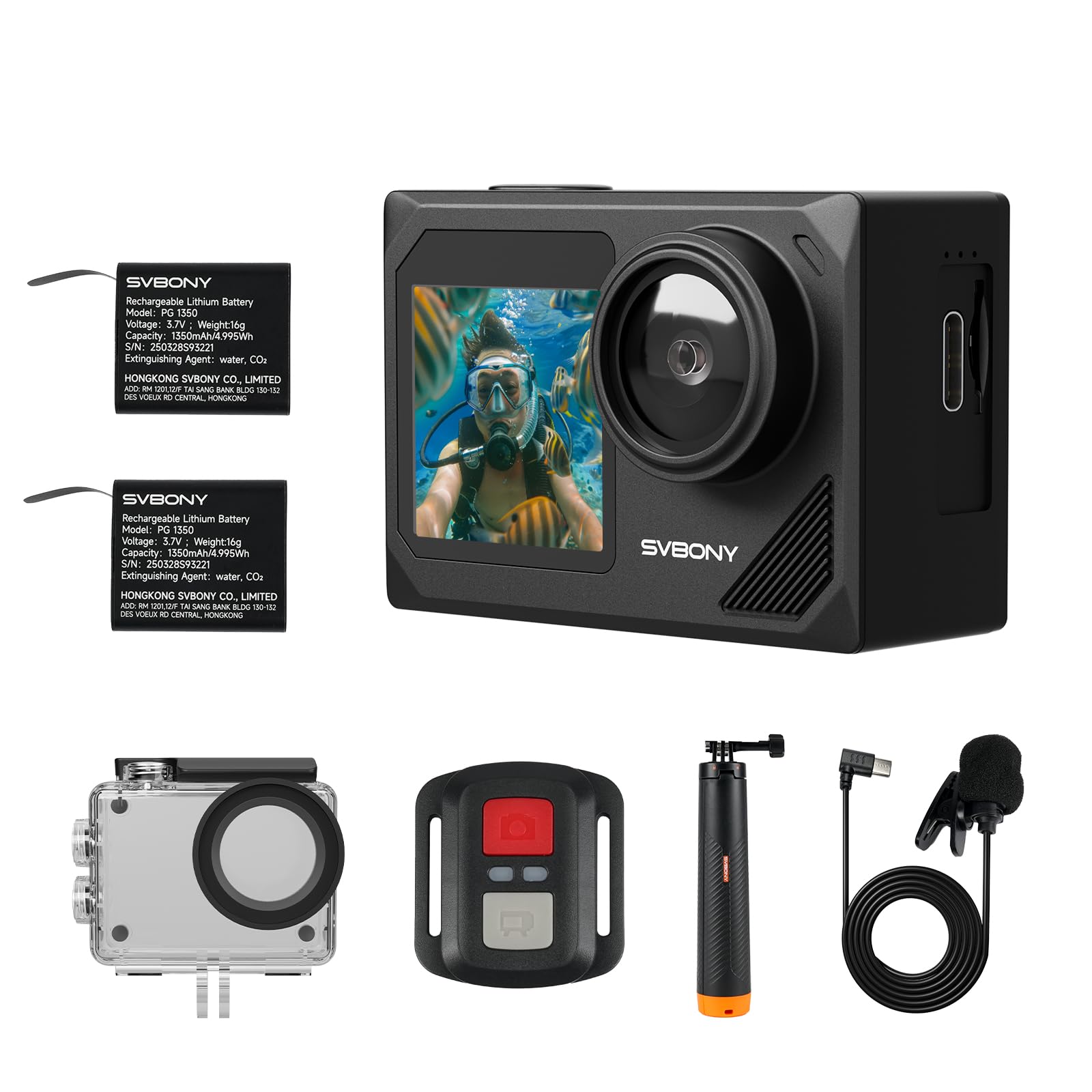 svgo2 underwater camera 4k buoyancy rod dual screen 30fps