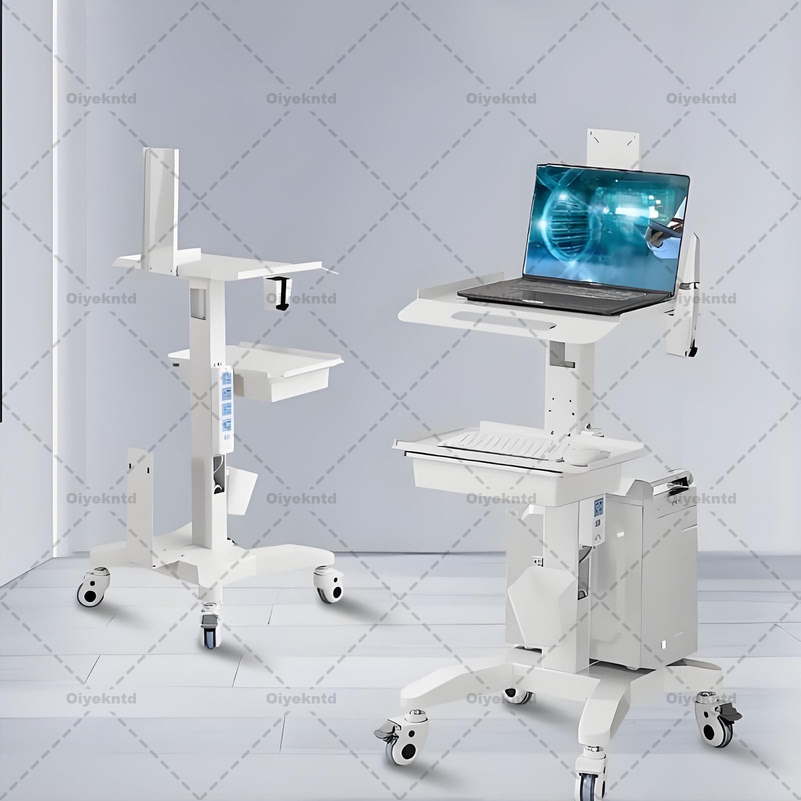 Carrello per clinica odontoiatrica con supporto per scanner orale, postazione di lavoro mobile per ospedale con vassoio per laptop e ruote silenziose, per ufficio, scuola, salone, laboratorio