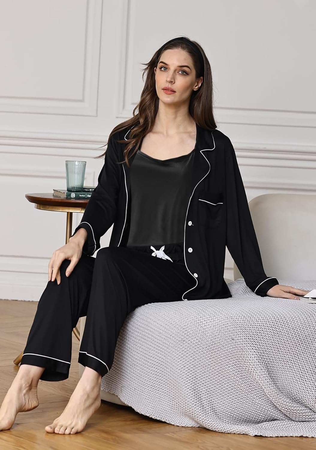 3Pcs Knit Pajamas Set For Women XS-4XL Womens Soft Pajama Sets Sexy Cami Pj Sets Sleepwear Loungewear Nightwear - Image 4