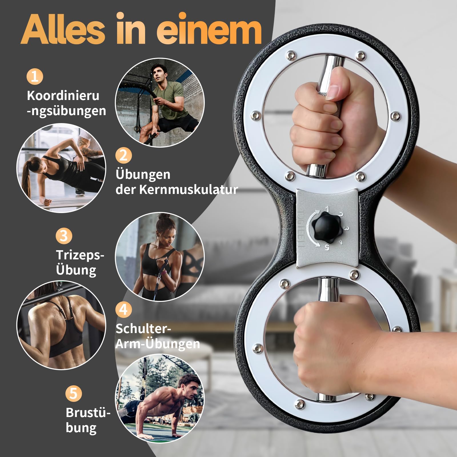 Brennende Maschine 5.4kg Arm-Übungsgerät 360 Grad drehbar Unterarm-Übungsgerät Widerstand Einstellbare Multi-Funktions-Rotations-Trainer Grip Trainer Für Haus und Fitness-Studio Workouts.