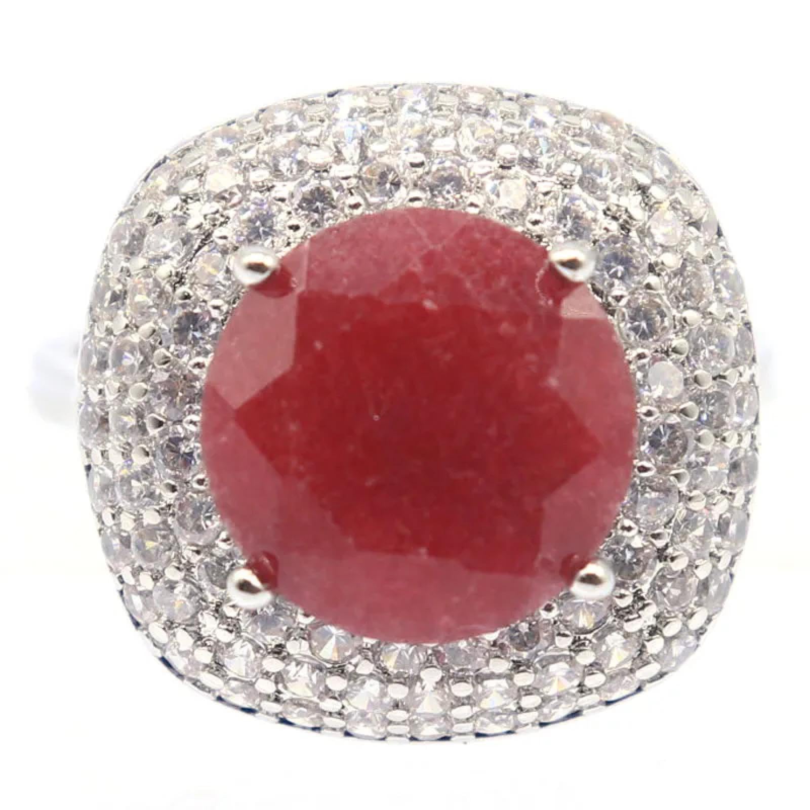 Ring Ringe Damen Bijouterie Herren 18 X 18 Mm, Süßer Echter Roter Rubin, Blauer Saphir, Grüner Smaragd, Zirkonia, Verlobungsringe Für Damen In Silber, Viele Größen, 7,25