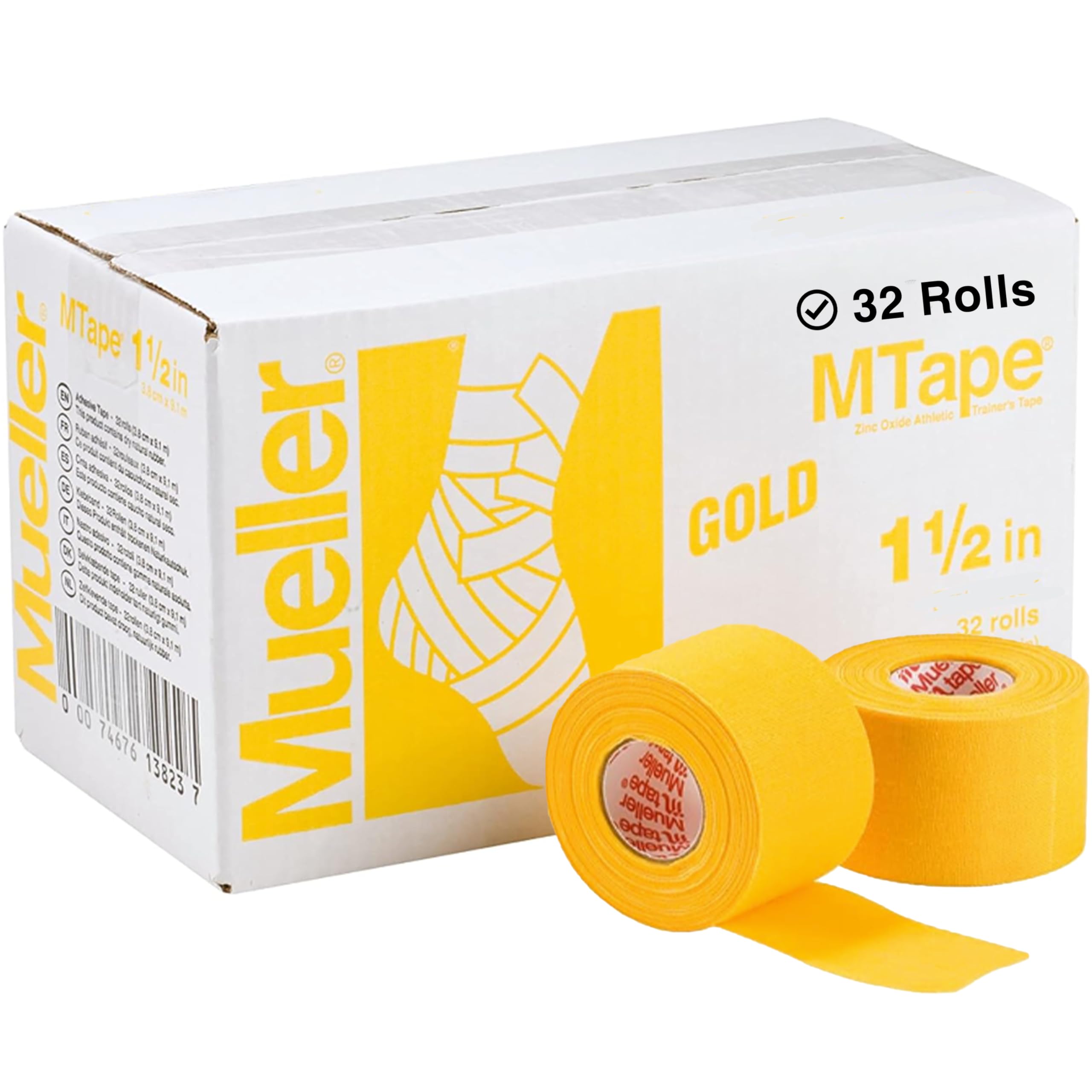 Mueller M-Tape, Sporttape, 3,8 cm x 9,1 m, amarillo, 32 rollos