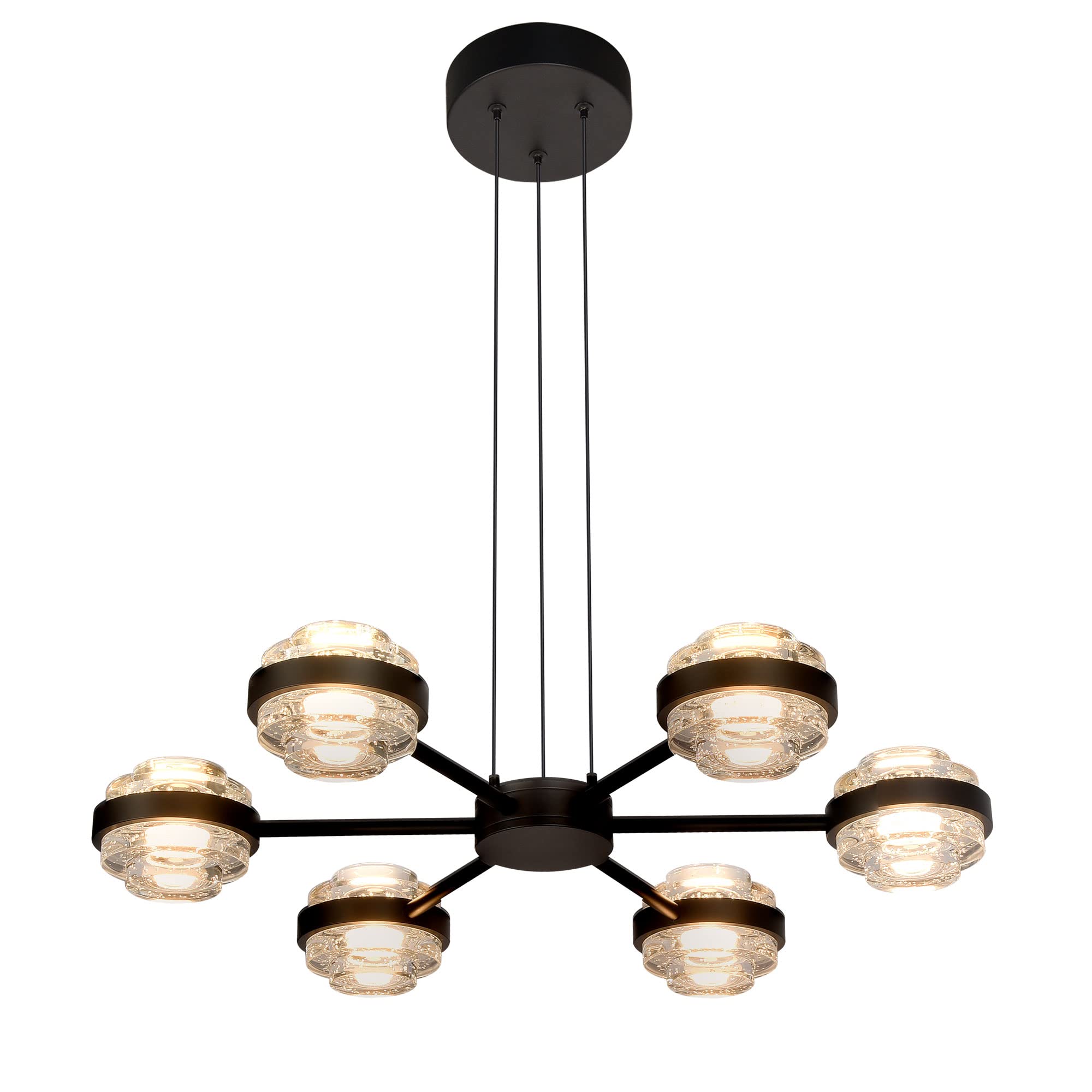 VONN Lighting Milano VAP2336BL 25" 6-Light Height Adjustable Pendant Lighting Integrated LED ETL Certified Chandelier in Black