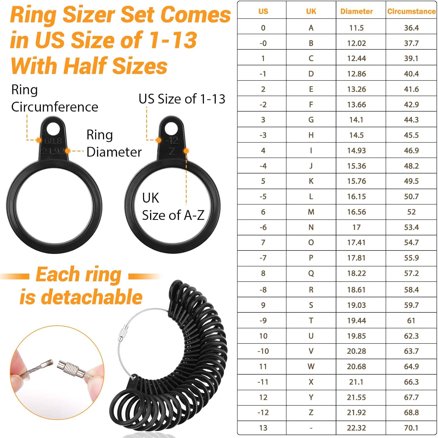 Ring Making Kit, Ring Size Measuring Tools with Ring Mandrel, Ring Sizer Gauge, Finger Size Gauge, Jewelry Wire and Crystal Stone Beads for Jewelry Making