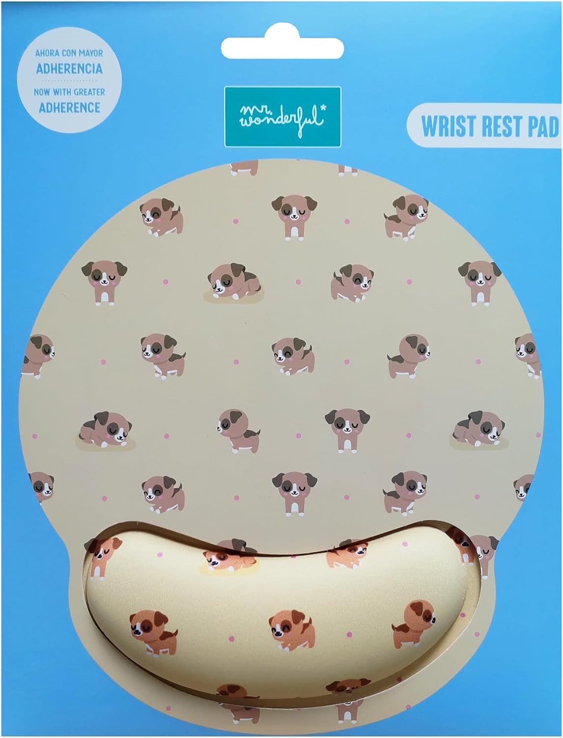 WONDEE Mr Wonderful Gel Mouse Mat with Wrist Rest Dog Design - Ergonomic Mouse Mat with Hand Rest The Power of Joy - Gifts for Girls and Women