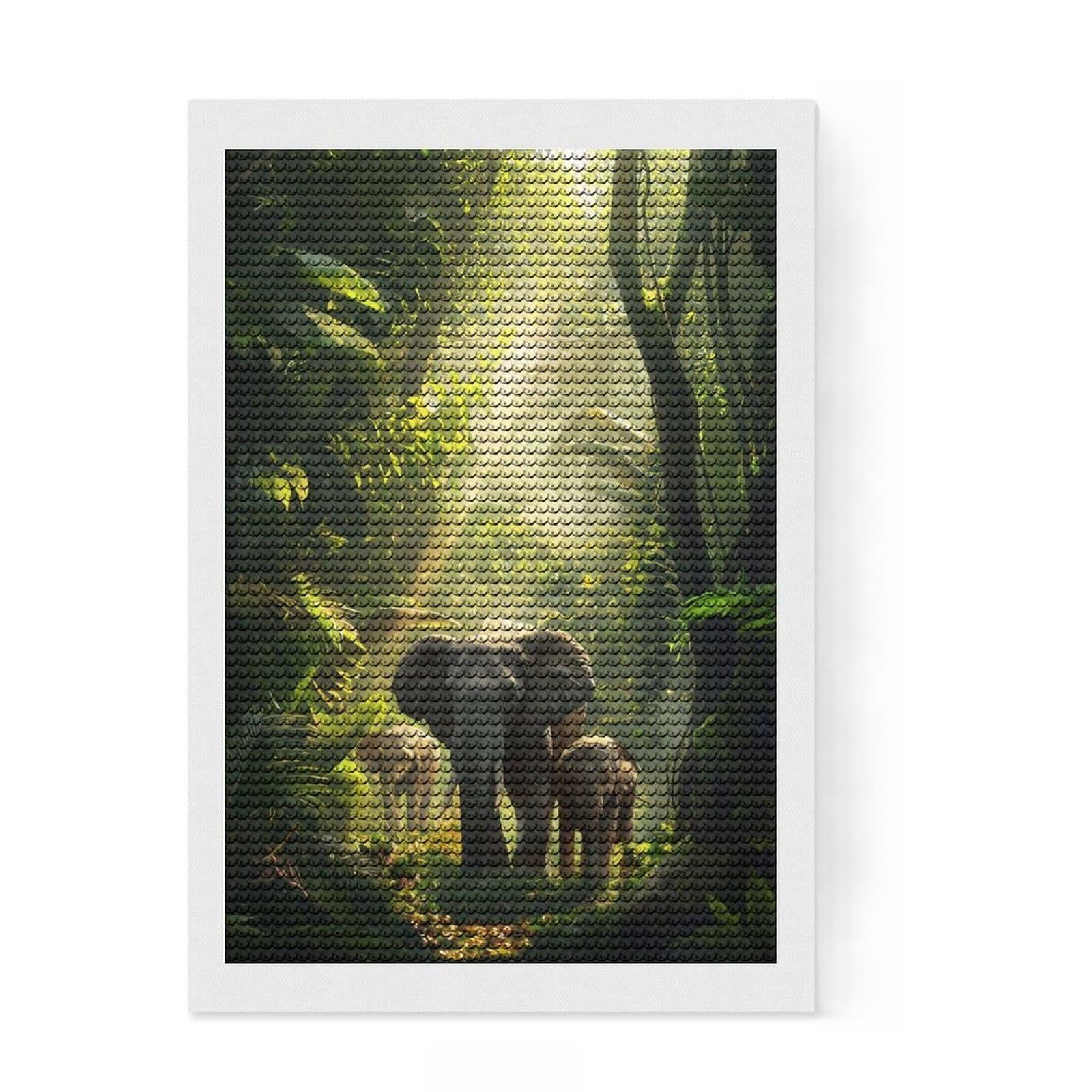Junmoney Elephant Jungle Journey Diamond Art Canvas 8"x12", Adhesive Canvas, Easy to Enjoy, Living Room Decor, Birthday Gift, Simple to Start