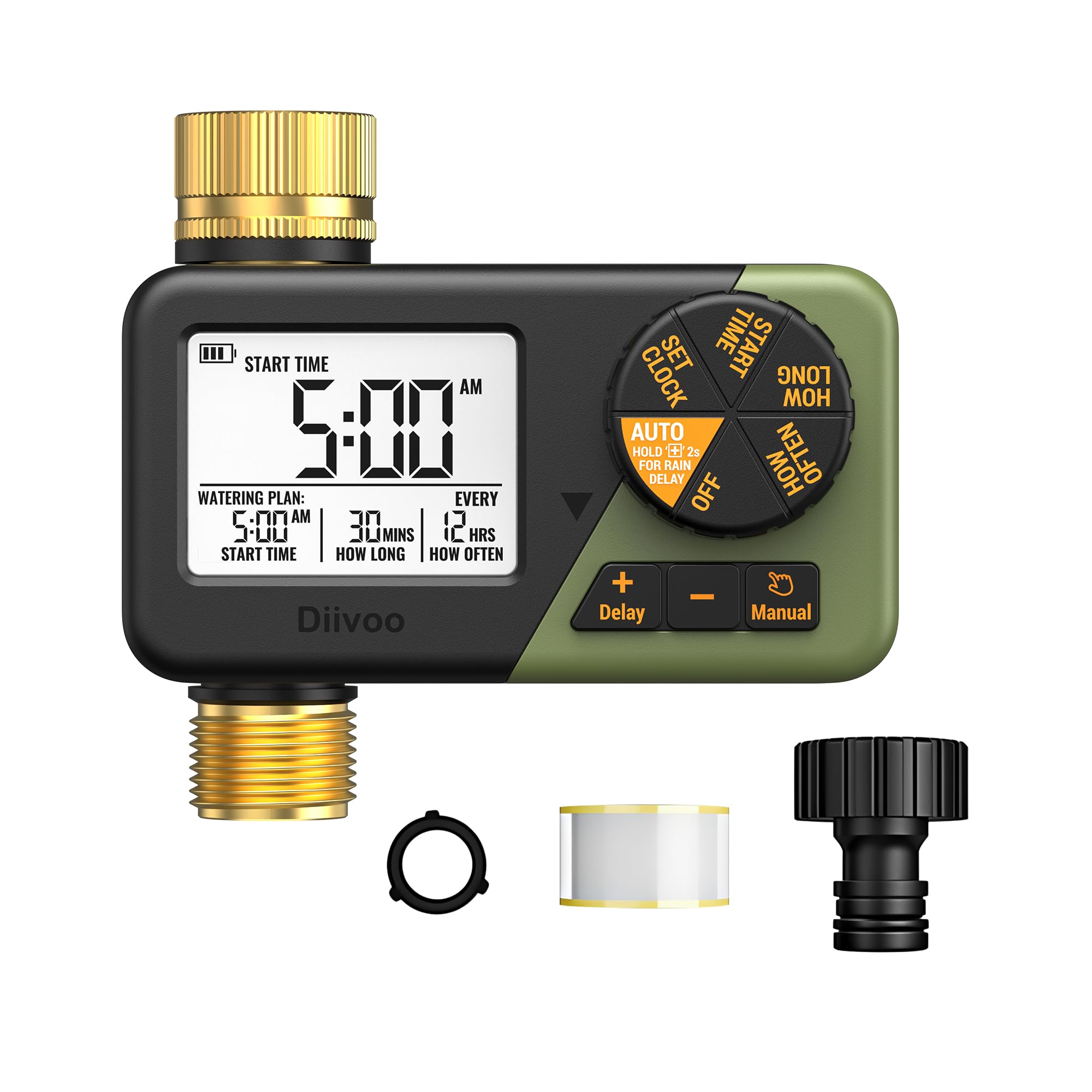 Diivoo Water Sprinkler Timer with Brass Inlet & Outlet, Irrigation Hose Timer