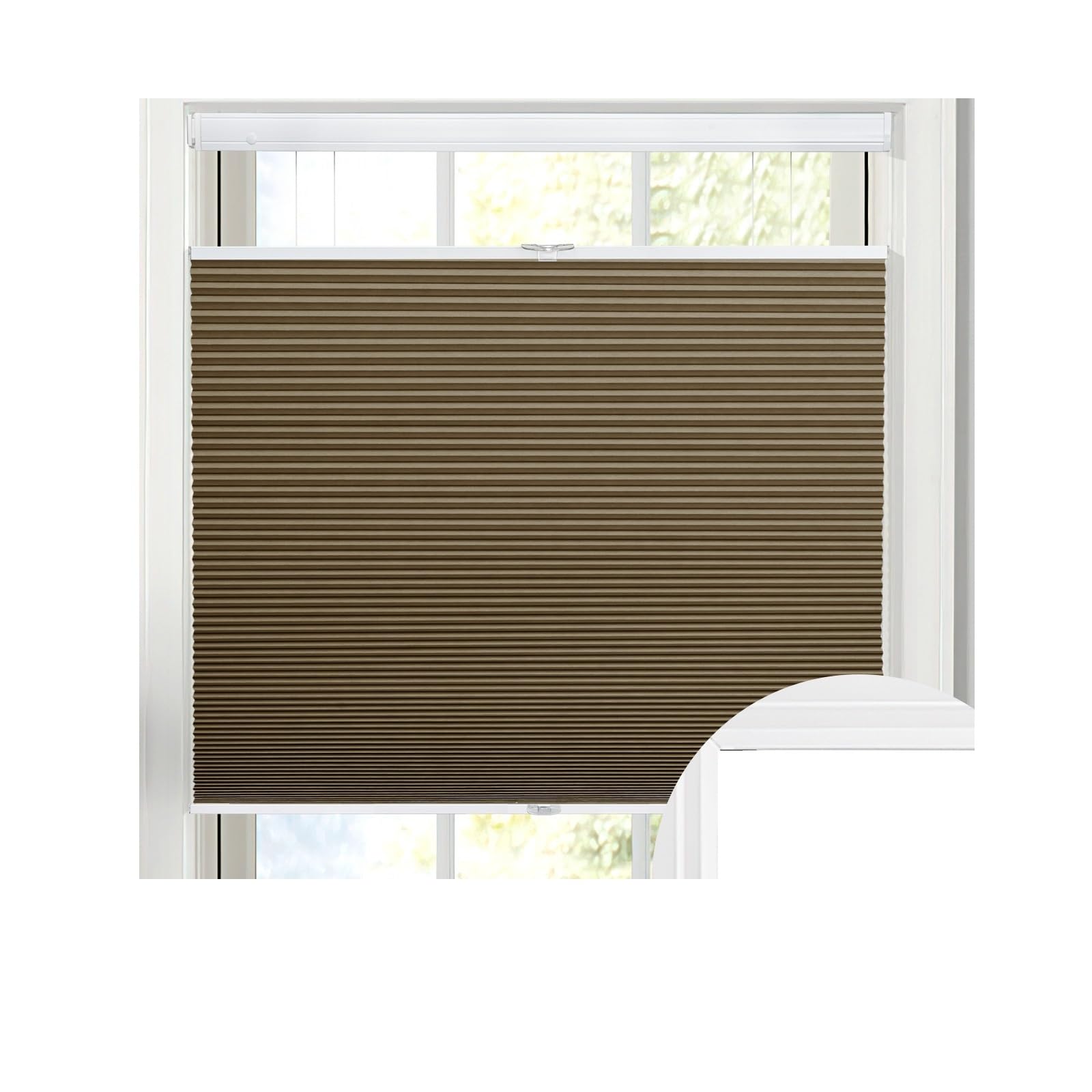 roller blackout blind Blackout Roller Blinds Shades No Drill No Tools Pleated Cordless Window Fit Bathroom Kitchen Bedroom Window(Brown,60x120cm)