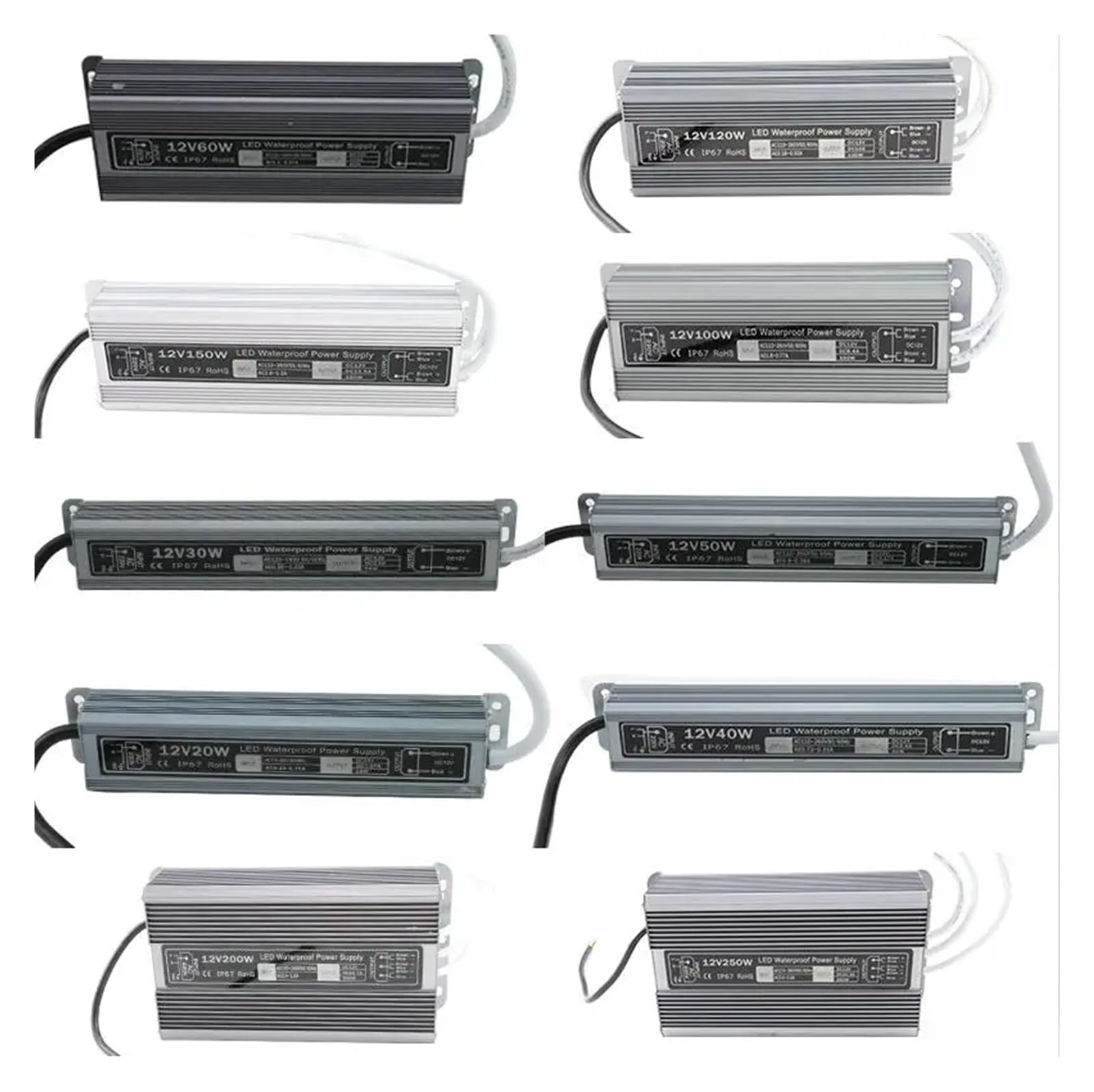 12 V DC 250 W wodoodporny sterownik LED, adapter kontroli dostępu, transformator światła, ładowarka sieciowa 21 A