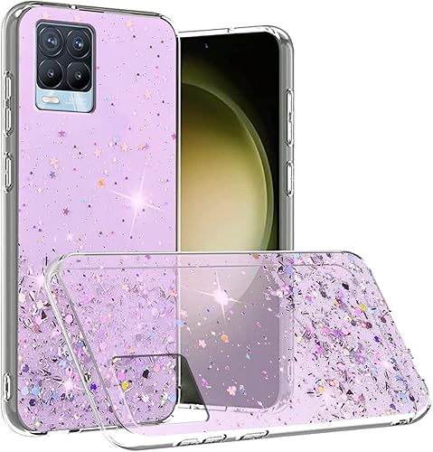 Miniatura 7 de Funda compatible con Realme 8 Pro con purpurina verde transparente, para Realme 8 Pro, funda de silicona transparente de TPU suave, para mujeres y