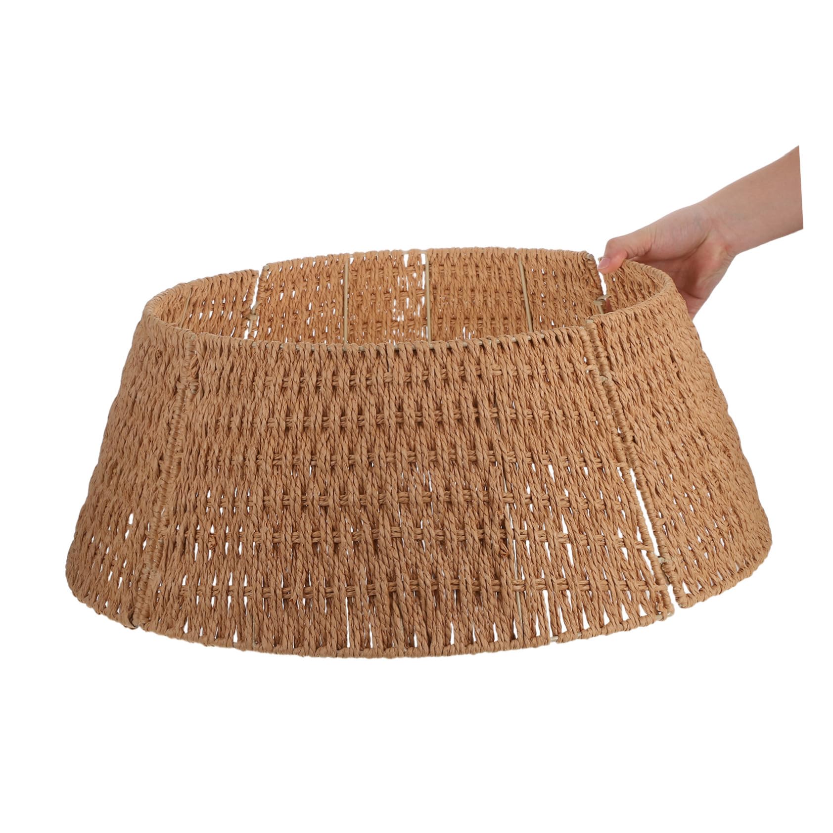 Collar para Árbol de Navidad de Cuerda de Papel Falda Desmontable Rústico para Base de Árbol Cesta Decorativa para Hogar con Temática Farmhouse Fiestas