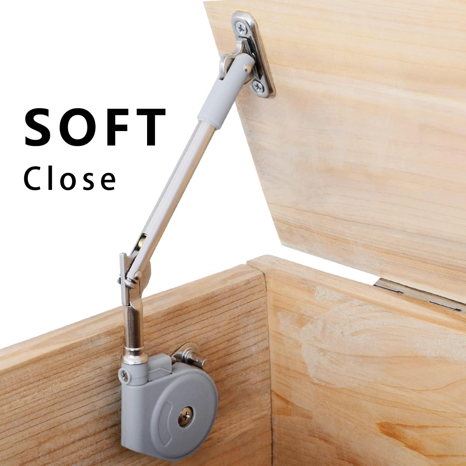SANTUO Soft Close Hinges for Toy Box Lid Stay 105 Degree Open with Soft Close - Image 4