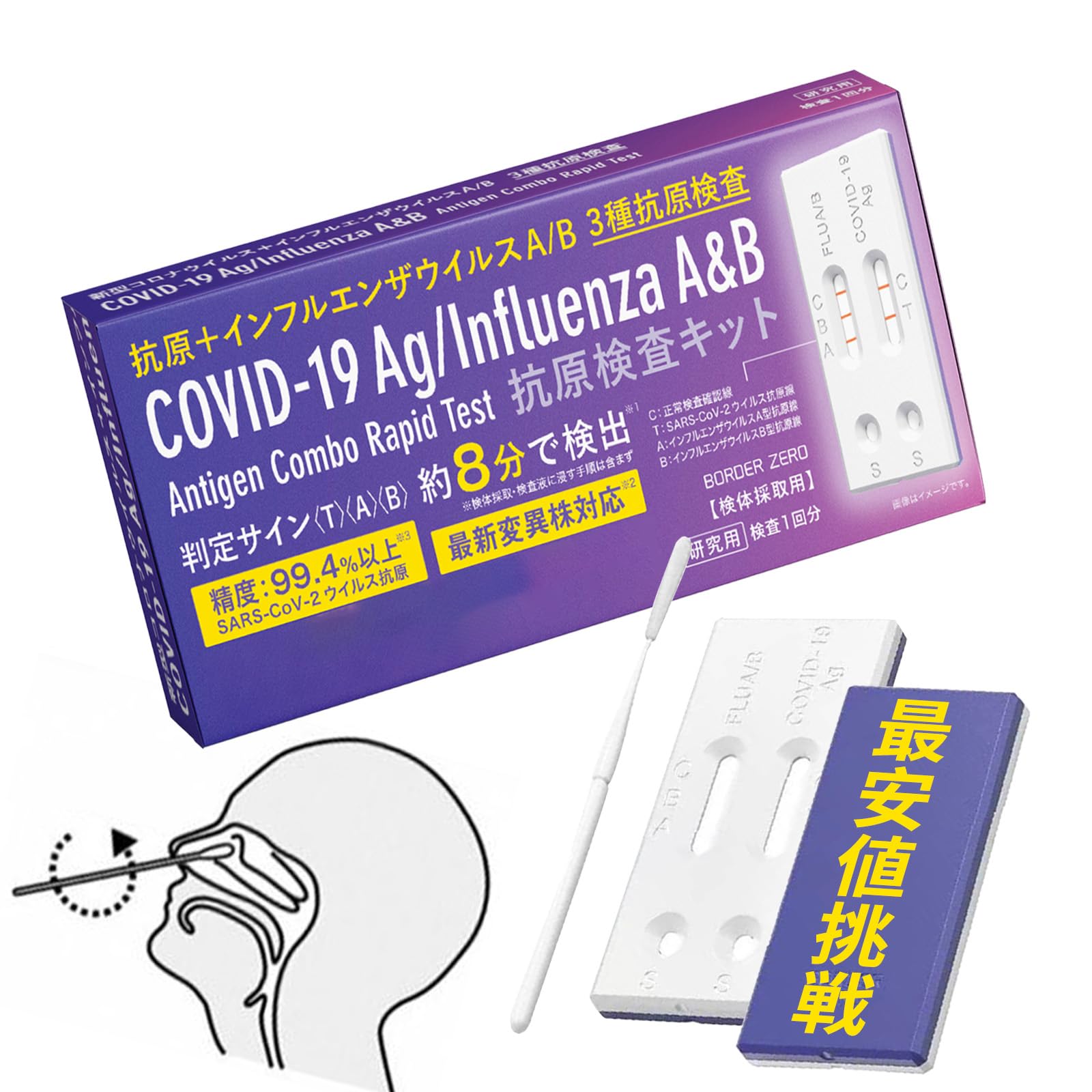 Amazon.co.jp: 鼻腔検査 3類抗原同時検査 Wチェック 抗原検査キット 