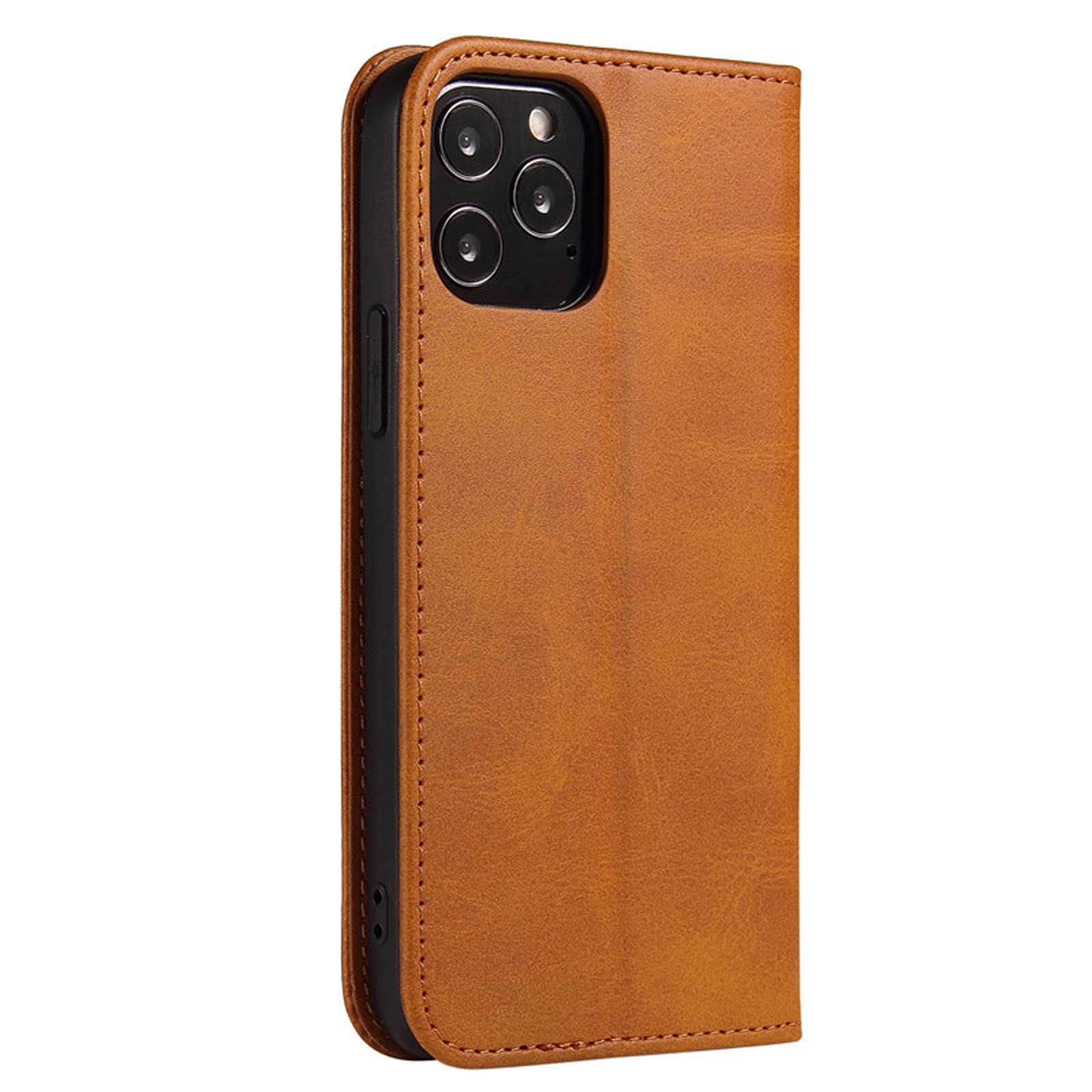 LTL Etui na telefon do iPhone 13 Mini/13/13 Pro/13 Pro Max, ręcznie robione skórzane etui z klapką z przegródkami na karty, etui na telefon, magnetyczne zamknięcie, żółte, 13 mini 5,4 cala