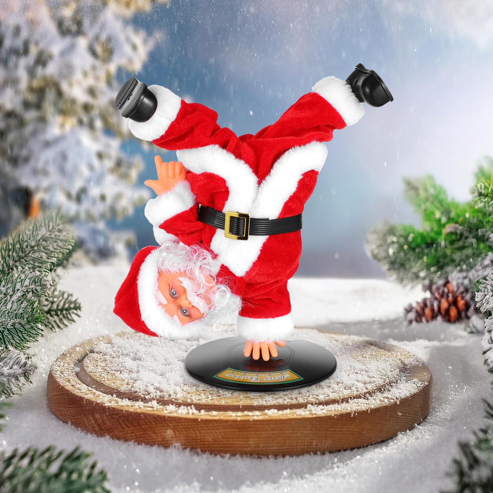 Healifty Upside Down Rotating Dancing Santa Musical Plush Toy
