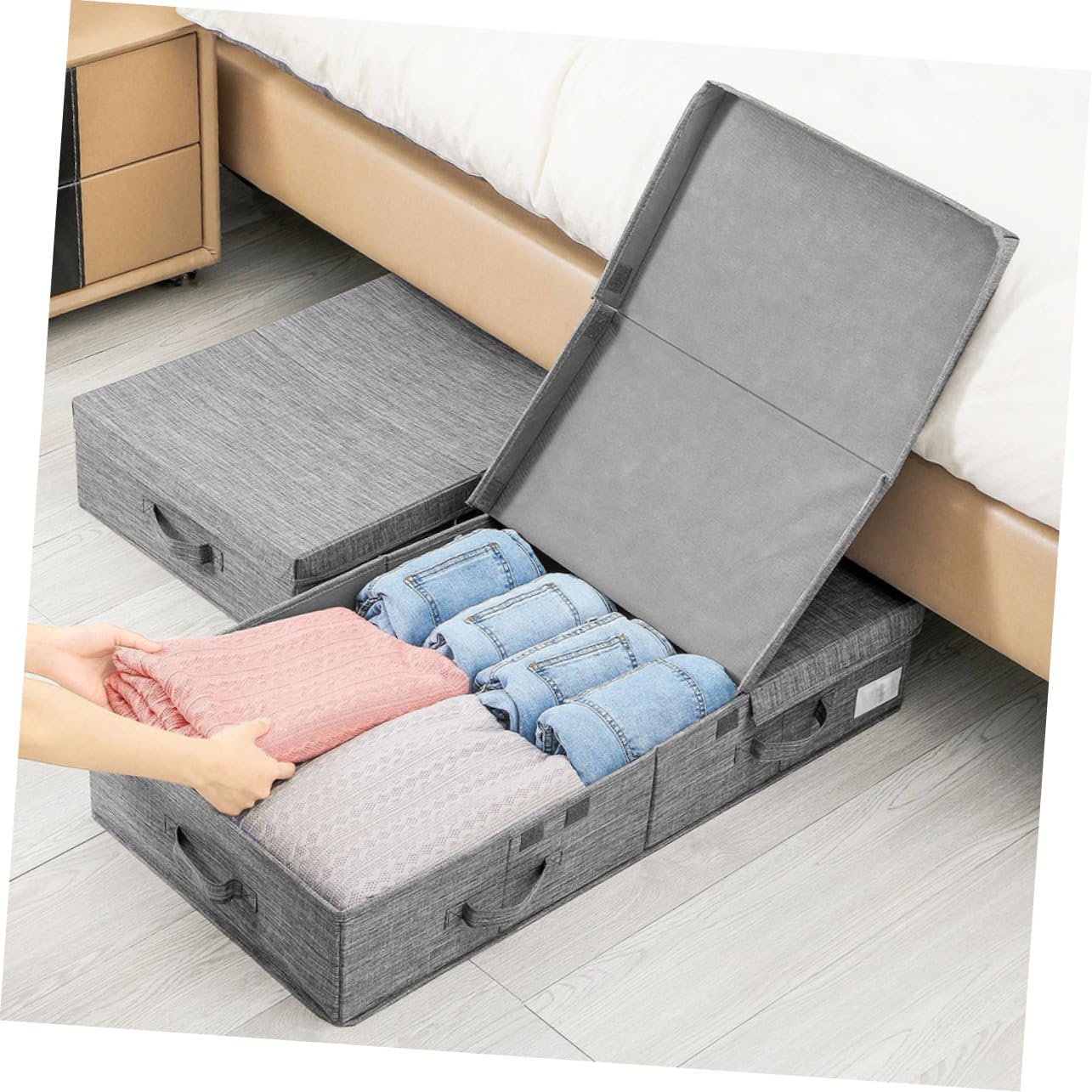 Folding Storage Box under Bed Organizer Clothes Containers for Storage Quilt Bag