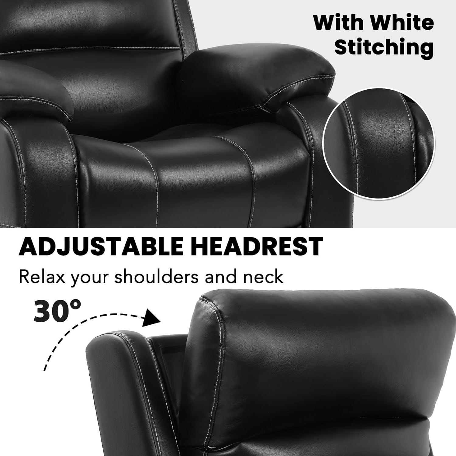 Black RV Recliner Chair for Small Spaces, Dual Motor Zero Clearance Power Recliners with Heat and Massage Living Room Zero Wall Hugger Recliners