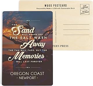 Newport, Oregon Coast, Driftwood, Beach Sentiment (4x6 Birch Wood Postcards, 2-Pack Stationary, Rustic Home Wall Decor)