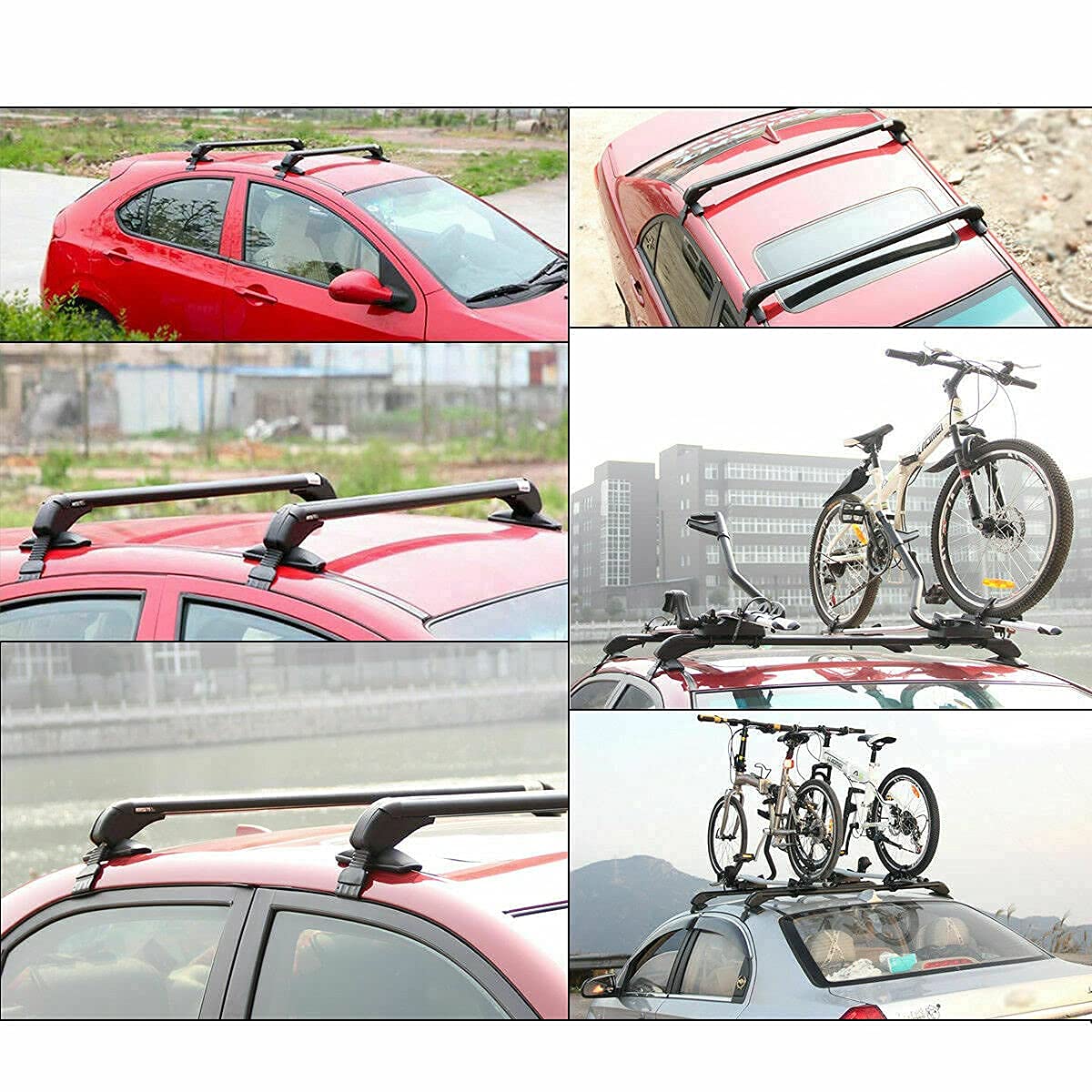 Roof Rack Crossbars, 2Pcs 40'' Universal Aluminum Car Cross Bar Luggage Rack with Adjustable Window Frame & Anti-Theft Design for Most Vehicle Without Roof Side Rail