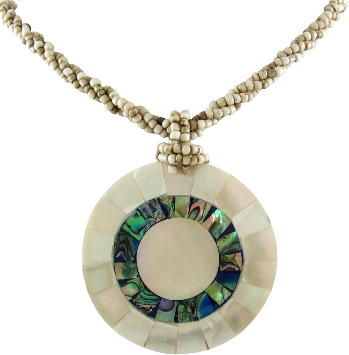 Round Iridescent Paua Abalone Necklace for Women, Natural Mother of Pearl Necklace, Handmade 19 Inch Beads Abalone Shell Seashell Jewelry AA192 - Image 4