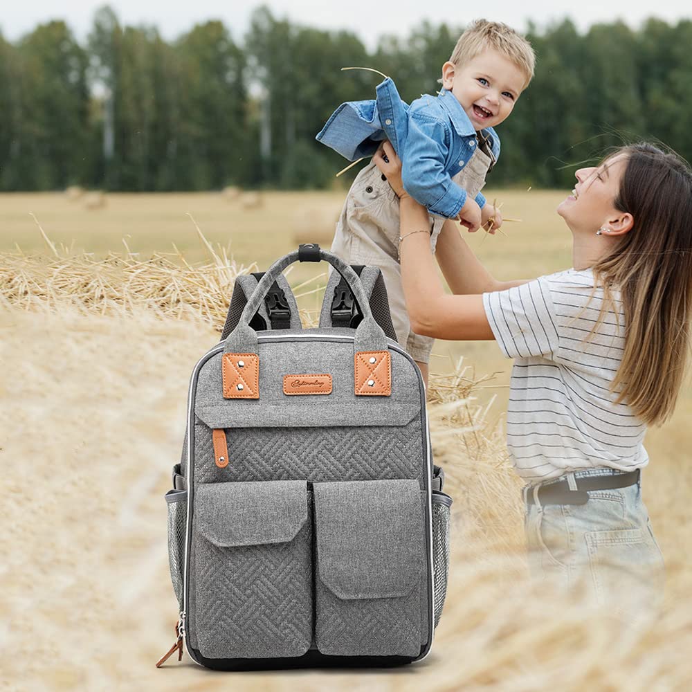 Zaino multifunzionale per pannolini per bambini a grande capacità di grande capacità con cinturino per passeggino per il bambino essenziale materno per viaggi di viaggio 28l