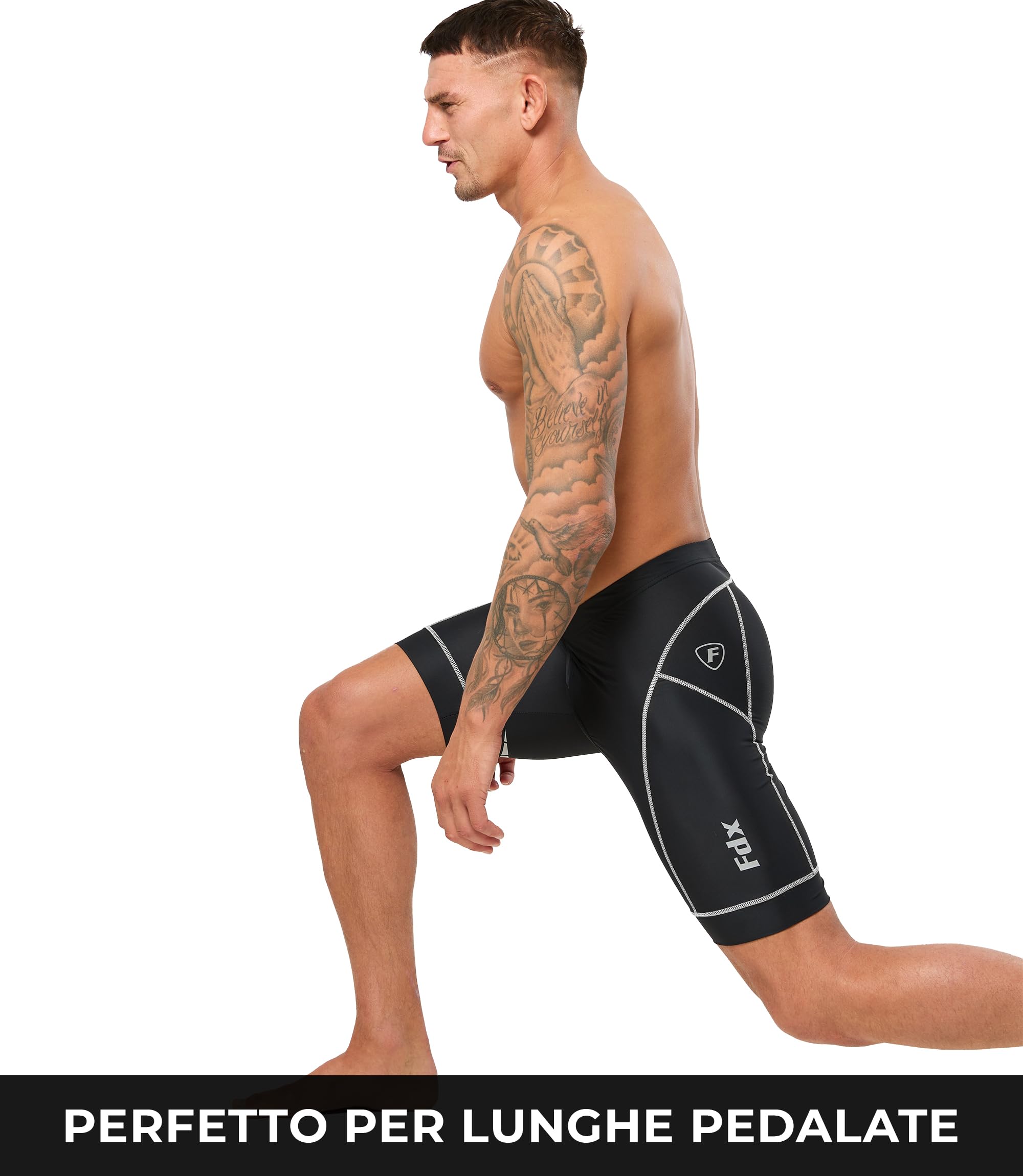 FDX Pantaloncini Ciclismo Uomo Imbottiti 3D, Intimo MTB Traspirante e Asciugatura Rapida, Antiscivolo, Shorts Bici da