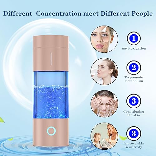 Miniatura 5 de madeking Botella de generador de agua de hidrógeno - con tecnología SPE y PEM, vaso de vidrio de agua rico en hidrógeno recargable, máquina portátil