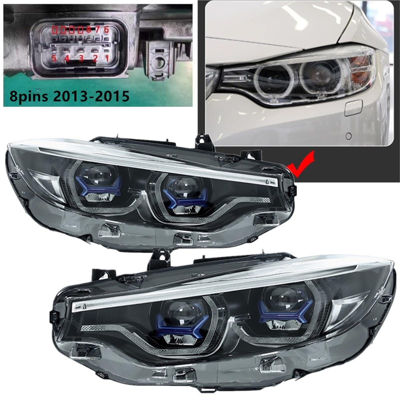 Gruppo Faro per Auto per BMW F32 2012-2020 Faro Anteriore DRL 425i 428i 430i 435i Indicatore di direzione Faro Plug And Play Fari (- 6 Pin)
