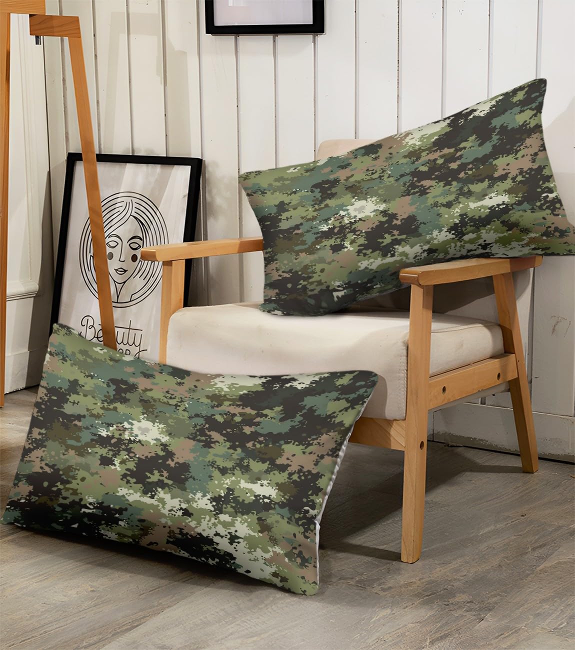 Biancheria da letto verde, 155 x 220 cm, per bambini, ragazzi e adolescenti, per letto singolo, stampa mimetica 01, copripiumino con chiusura lampo e federa 80 x 80 cm