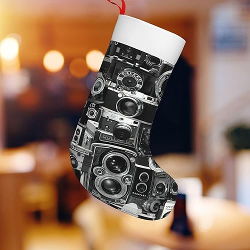 Miniatura 8 de Retro Cool Camera Collection Print Christmas Stocking, 18 Inch Hanging Stockings For Fireplace, Family Holiday Xmas Party Decor
