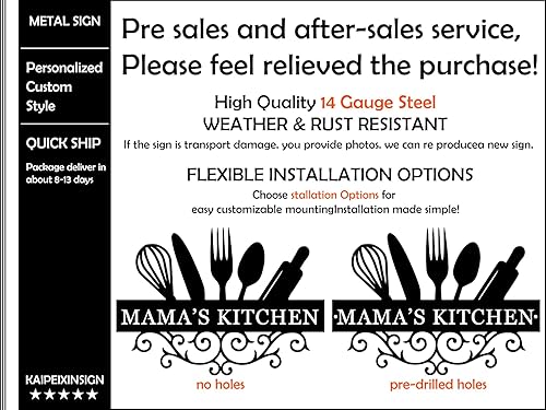 Miniatura 5 de Letrero de nombre de cocina personalizado, letrero de cocina familiar, decoración de pared de cocina, letrero de metal con nombre de familia, regalo