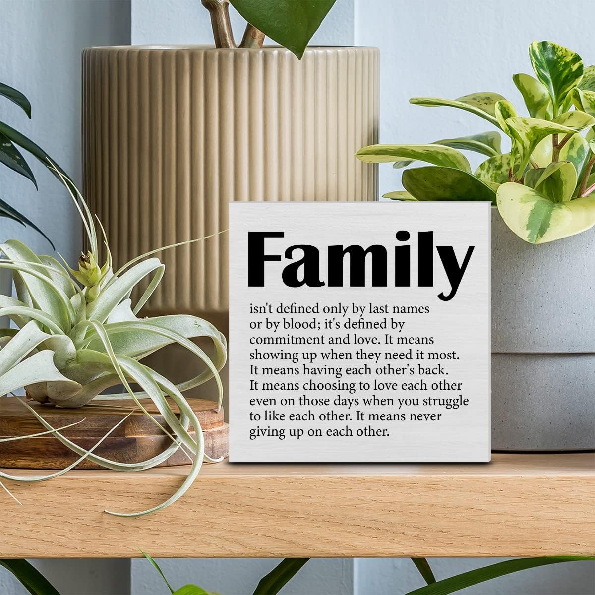 Family Quote Decorative Wooden Box Sign Family isn't Defined Wood Block Plaque Decor Rustic Shelf or Wall Display for Home Living Room Bedroom - Image 3