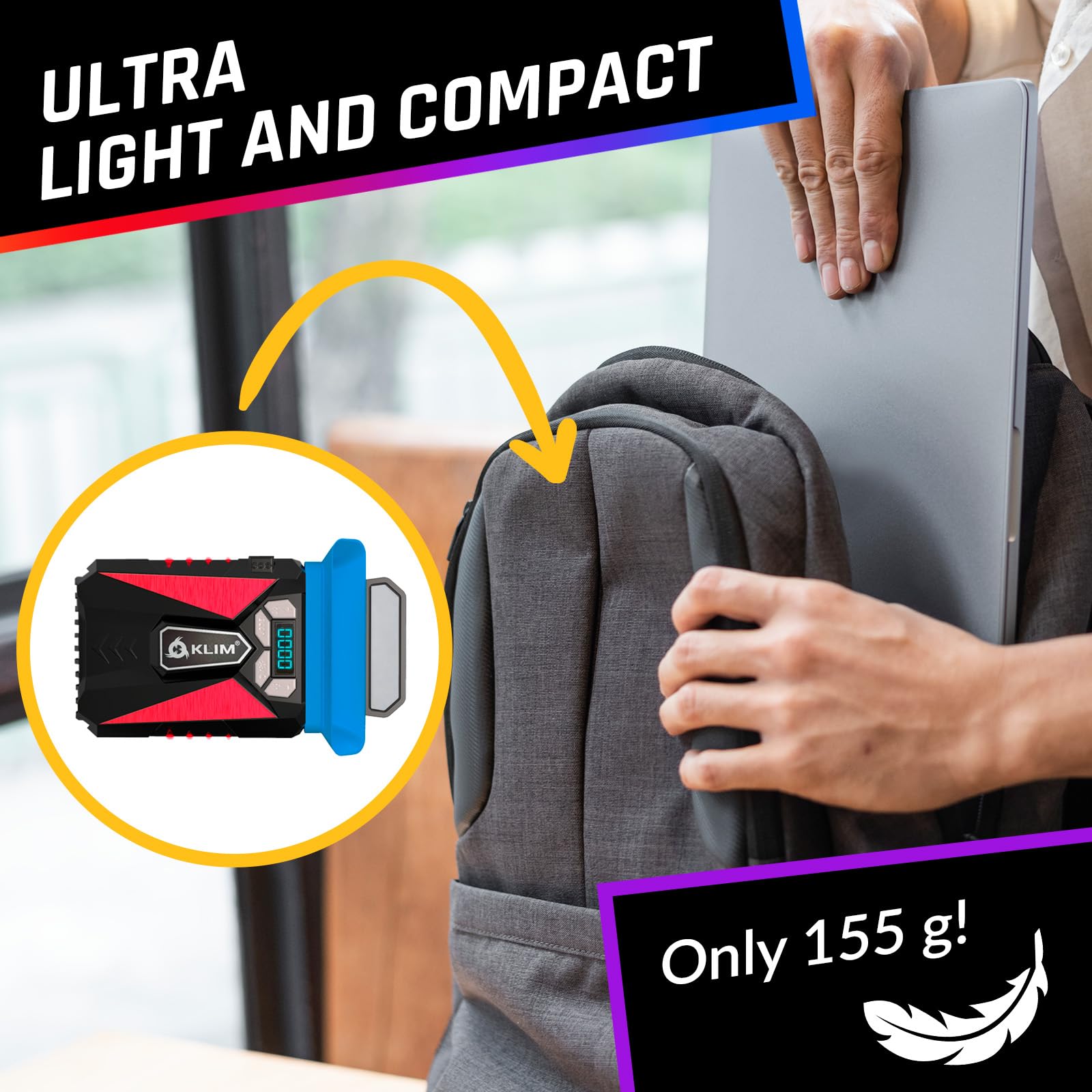 KLIM Cool - Universal Gaming Laptop PC Cooler - Wysokowydajny wentylator do szybkiego chłodzenia - Ekstraktor gorącego powietrza USB - Nowa wersja - Czerwony