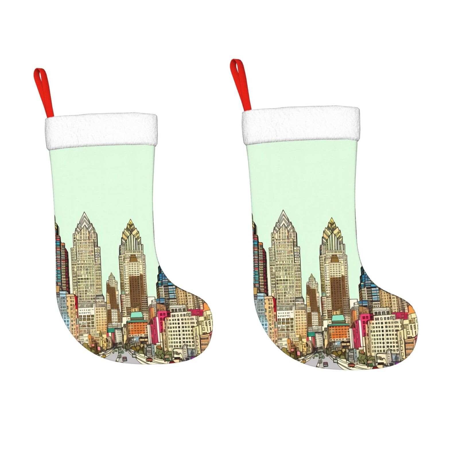 KLOPH 2 Pack 18 Inches Christmas Stockings Personalized Austin Texas Xmas Stocking Hanging Decoration Fireplace Stocking for Holiday Xmas Tree Christmas Fireplace Decor Gifts