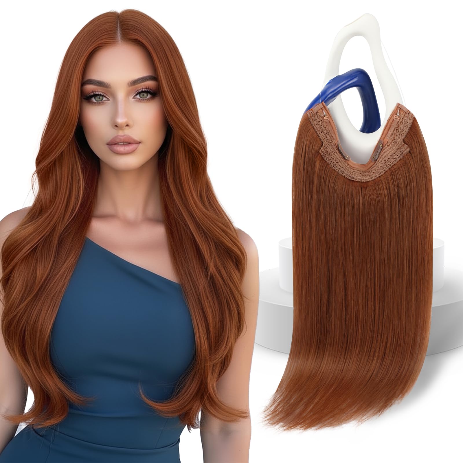 Sunny Hair Wire Hair Extensions for Women 16inch Straight Fish Line Human Hair Extensions Invisible Wire Extensions Easy to Apply Cool Brown Ombre Light Brown Balayage Blonde 85g — view 25