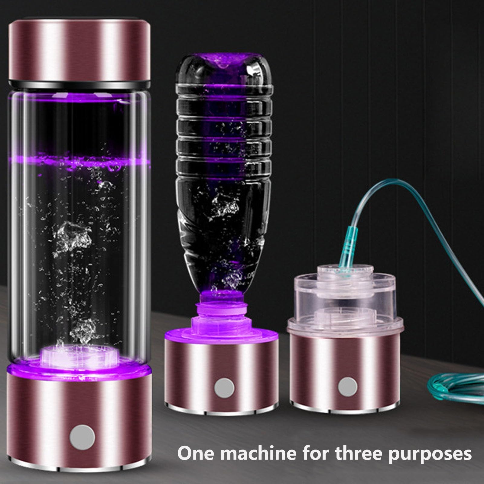 PAHION Generador De Agua De Hidrógeno 3-en-1 Botella De Agua De Hidrógeno Molecular Portátil Copa De Salud De Vidrio De Agua Rico En Hidrógeno Contenido De Hidrógeno A 1300-1600 PPB 400 Ml