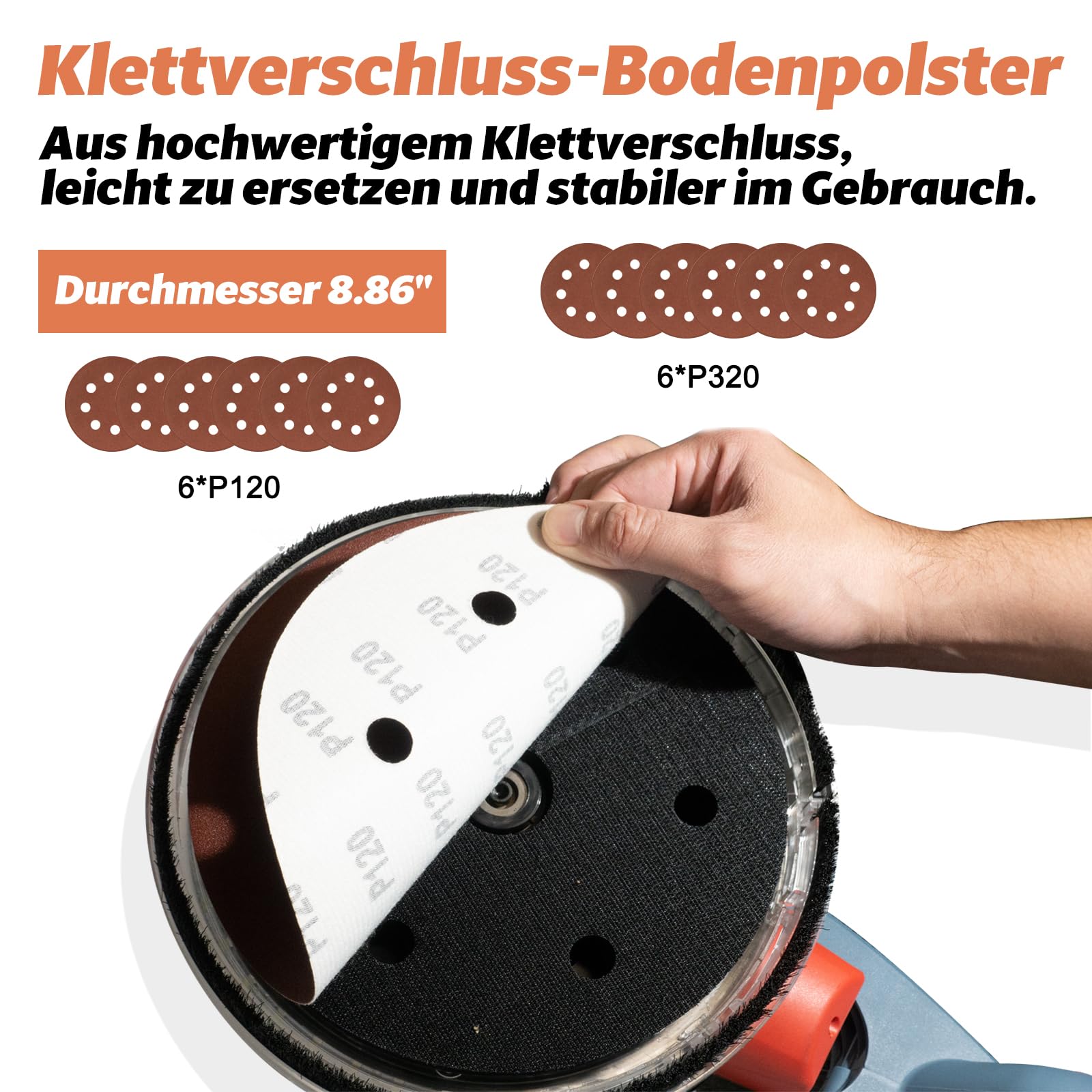 FANZTOOL Trockenbauschleifer 750W mit Integriertem Staubsauger, Ø 225 mm, bis 120° Neigbarer Schleifkopf,1,9m Teleskopierbar,Wand & Deckenschleifer inkl. 12 Schleifscheiben & LED-Arbeitsleuchte