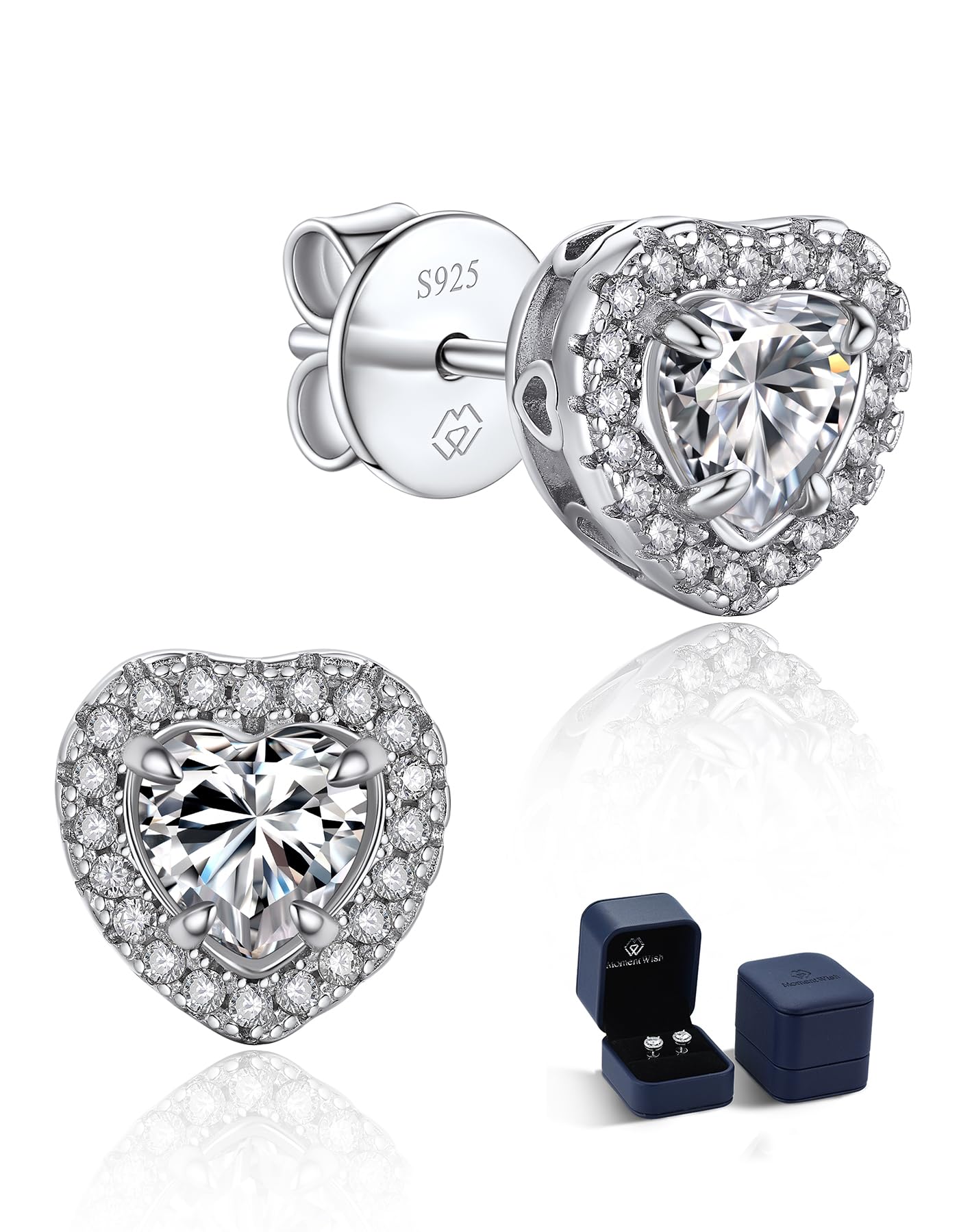 MomentWish Orecchini Moissanite Argento 925, 1-2 Carati Orecchino Punto Luce Donna Oro 18K Bottone Anallergici Simulato Diamanti Brillanti con Certificato GRA Regalo 5/6.5mm
