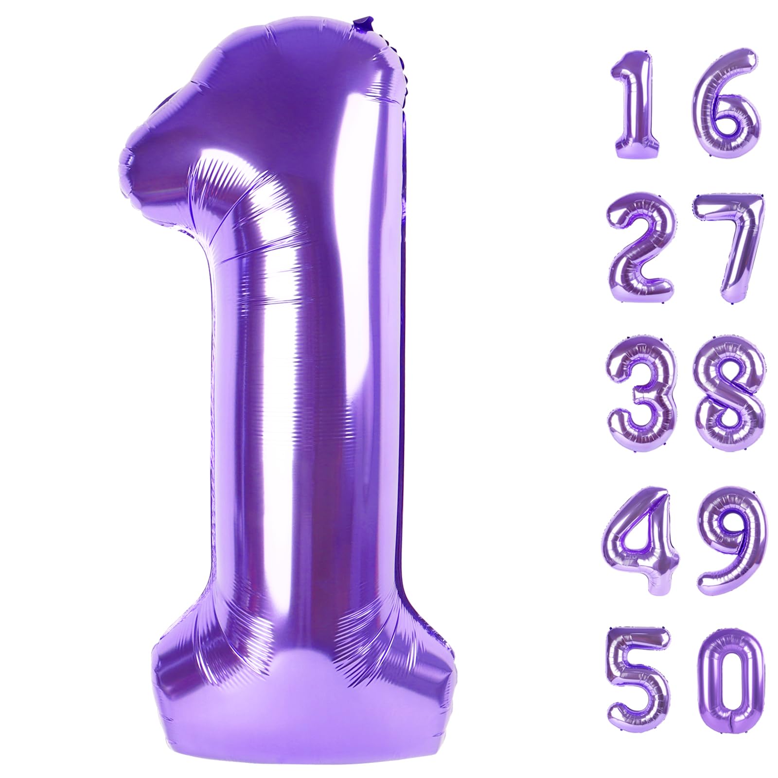 Kelfuoya Giant Purple Number 1 Foil Balloon (40 Inch) | Premium Quality Party Decoration - main product image