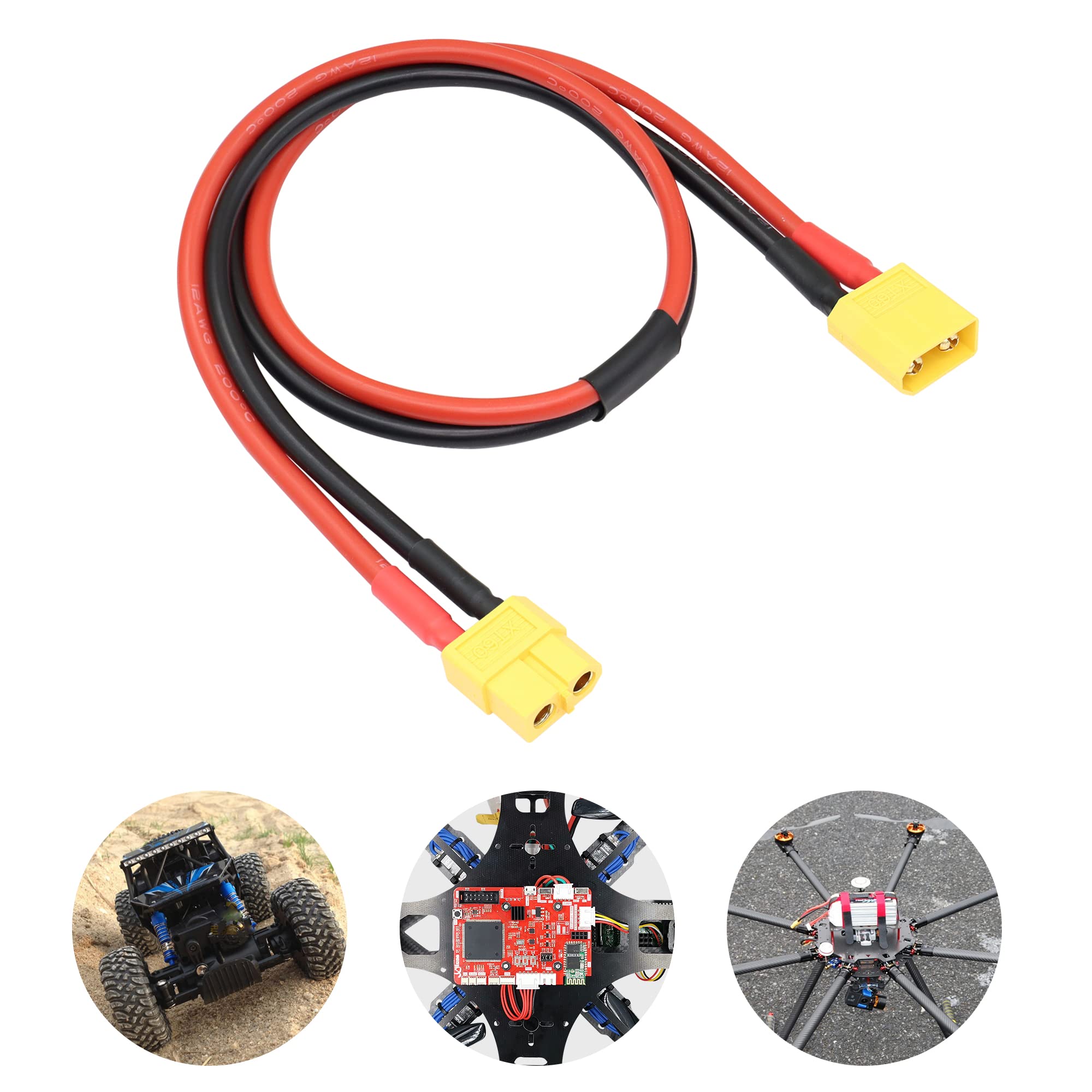 RIIEYOCA Connecteur XT90 Mâle Vers XT90 Femelle, Câble D'extension XT90 2 M 10 AWG, Pour Batterie LiPo RC FPV, Drone Grand Modèle D'avion, Etc