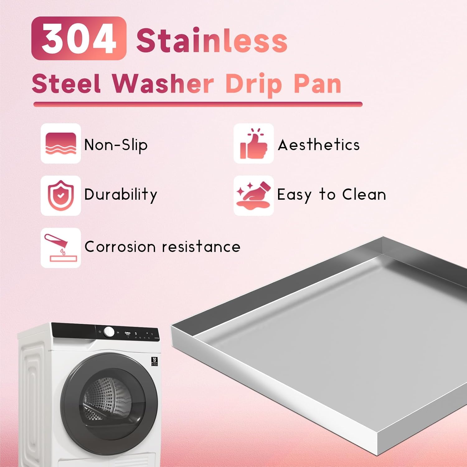 27" x 25" Stainless Steel Washer and Dryer Drain Pan