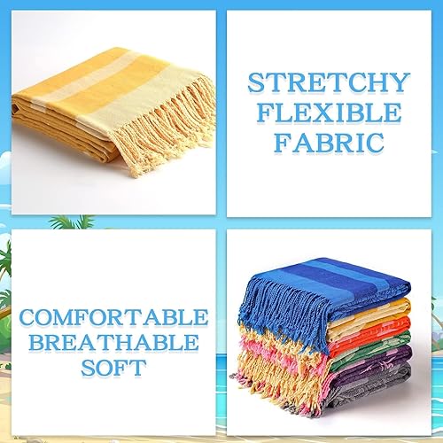 Miniatura 4 de Paquete de 2 toallas de playa turcas de algodón de gran tamaño de 72 x 36 pulgadas, ligeras, de secado rápido, sin arena, para piscina, natación,