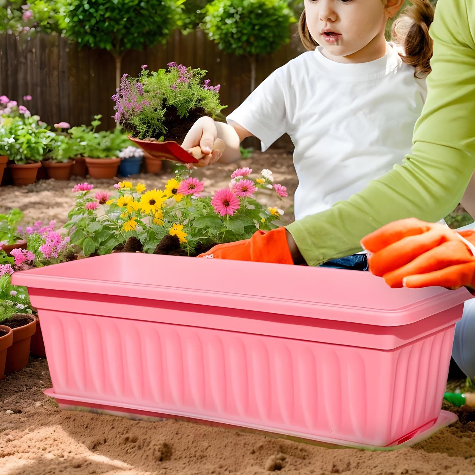 Fioriera Da Finestra Contenitore Resistente ai Raggi UV con Fori di | Cassetta Da Finestra Per Fiori Per Giardinaggio Balcone Cucina Esterno Giardino Piante E Fiori