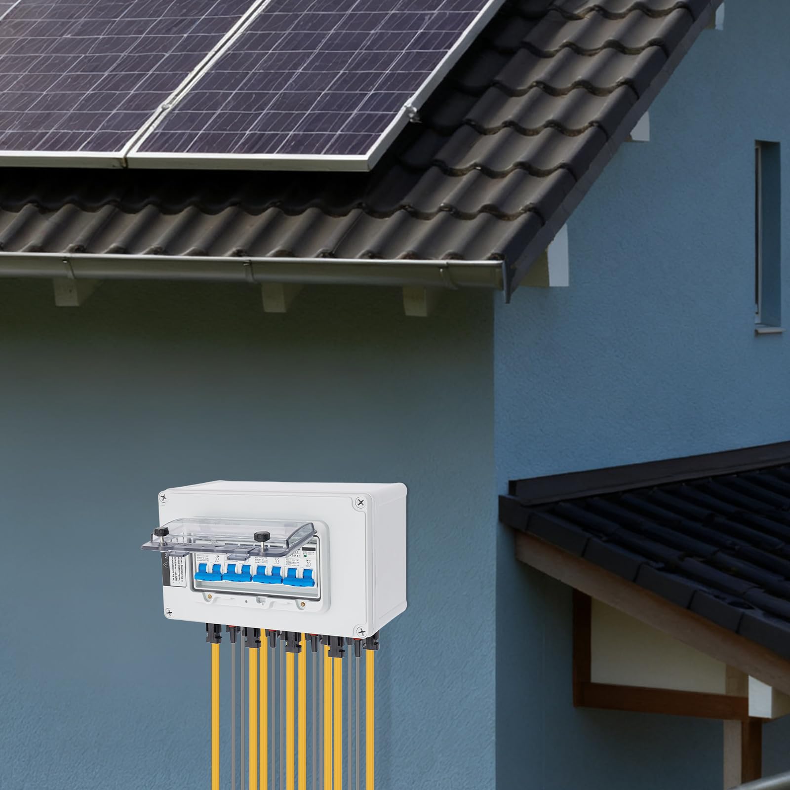 Skrzynka odłączników DC 12-400 V DC, instalacja PV z okienkiem, solarna skrzynka przyłączeniowa PV z 2 konfiguracjami okablowania (wtyczka solarna/złącza MC4), montaż ścienny skrzynka kombinowana PV