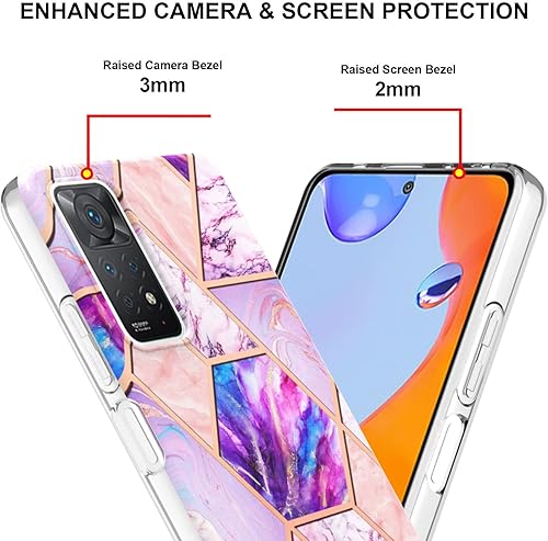 Miniatura 4 de Dinglijia Funda para Xiaomi Redmi Note 11 Pro 4G5G TPU suave  patrón de mármol de mosaico IMD diseño delgado protección mejorada para cámara y