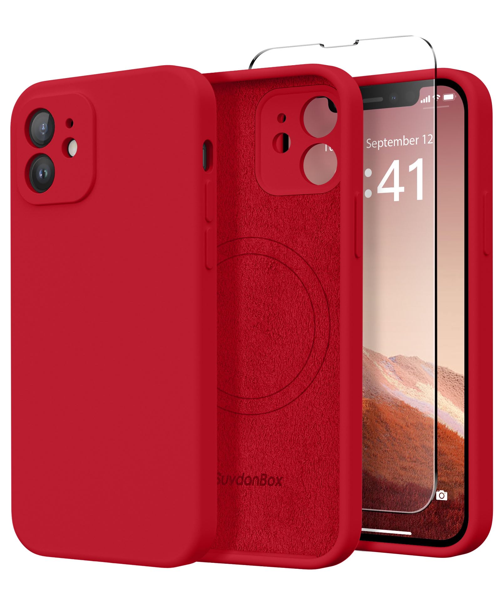Magnetic for iPhone 12 Case Silicone Red