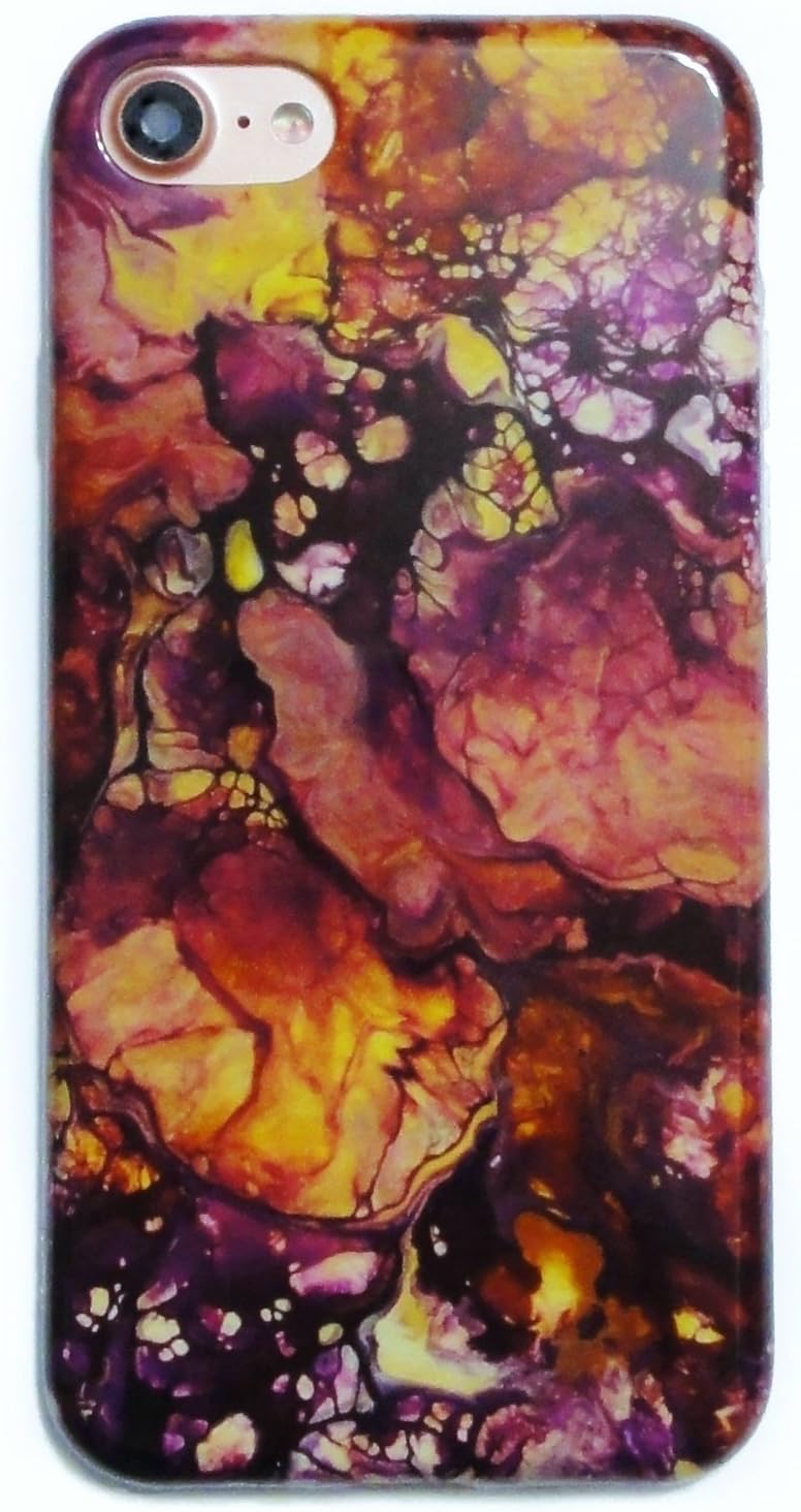 iPhone 7 Case, CaseCarnival Slim Shockproof TPU IMD Glossy iPhone 7 Cases Shockproof Protective TPU Soft Marble Case for iPhone 7 4.7 inch - Crimson Purple Galaxy